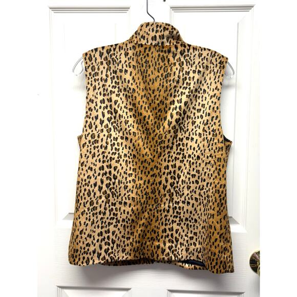 Rafaella Sport Cheetah Print Zip Vest Women’s 6 Animal Print Faux Suede Trim - Picture 3 of 6